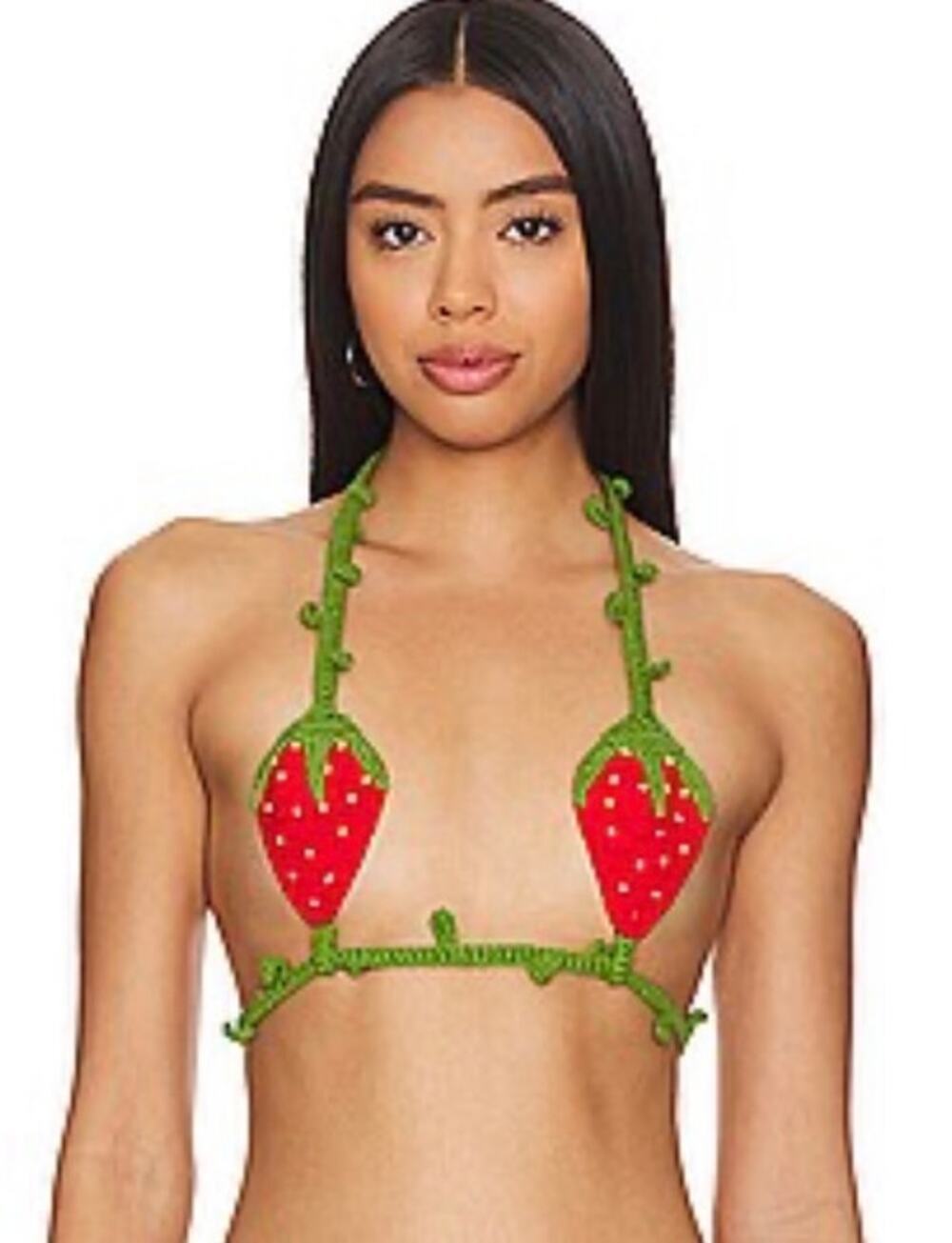 1XBlue Womens Strawberry Crochet Top Bikini Red Green Halter